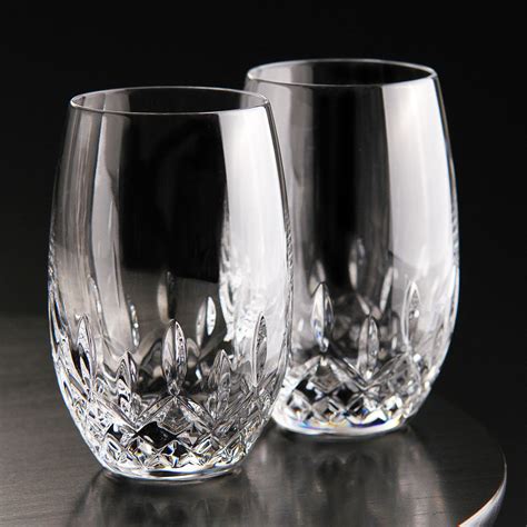 Waterford Lismore Nouveau Stemless White Wine Glasses Pair Crystal Classics