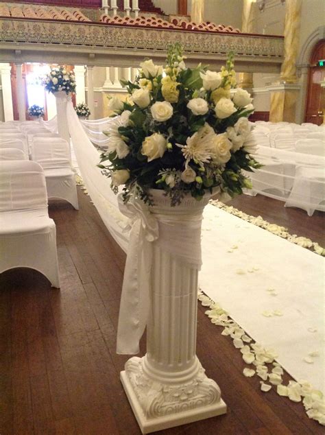 Flower Arrangement On Pillar Column For Wedding Ceremony At Adelaide