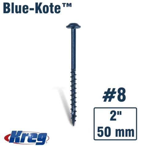 Kreg 50pk Blue Kote Pocket Hole Screws 51mm 8 Coarse Maxi Loc Sml