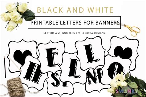 Equally white paper will look just as stunning. Free Printable Black and White Banner Letters — DIY SWANK