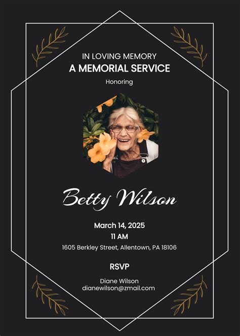 Free Funeral Memorial Invitation Templates And Examples Edit Online