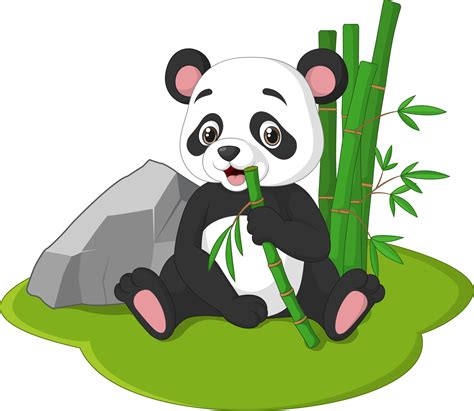 Cute Baby Panda Sitting With Eating Bamboo Stems 4991905 Vector Art At