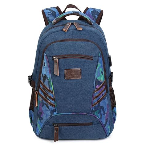 Mans Usb Charging Canvas Backpack Travel Schoolbag Male Backpack Men