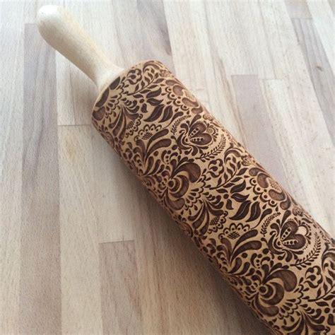 Flowers Embossing Rolling Pin Christmas T Laser Engraved Etsy Clay