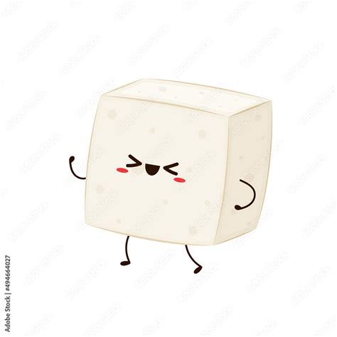 Cute Tofu Cartoon Happy Cute Smiling Funny Tofu Character Design