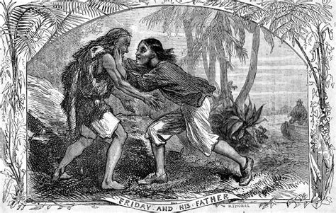 Friday And His Father For Daniel Defoes Adventures Of Robinson Crusoe 1863 64