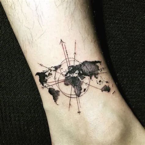 World Compass Globe Tattoos Geometric Tattoo World Map Tattoos