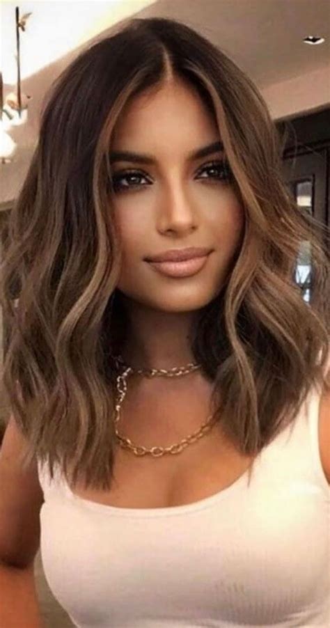 30 Stylish Medium Length Haircuts To Try Dark Brown Hair With Face