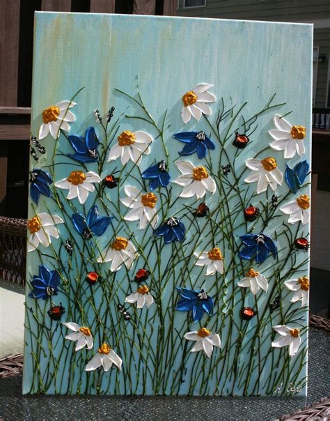 Original White Daisy Impasto Acrylic Painting Heavy Impasto Etsy