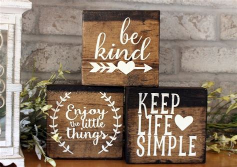 You choose your color, you choose your mood. Set of 3 Blocks Wood Sign Home Decor Wood Signs With