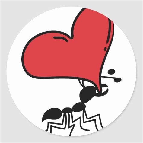 Big Heart Ant Lots Of Love Ant Classic Round Sticker