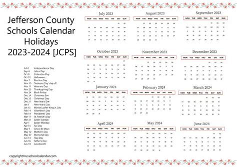 Jefferson County Schools Calendar Holidays 2023 2024 Jcps