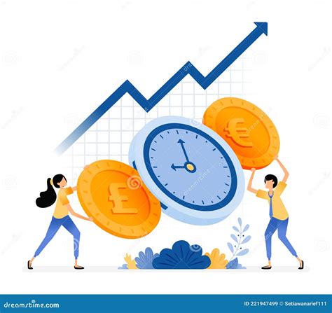 Vector Design Of Time Is Money Increase Investment Value People