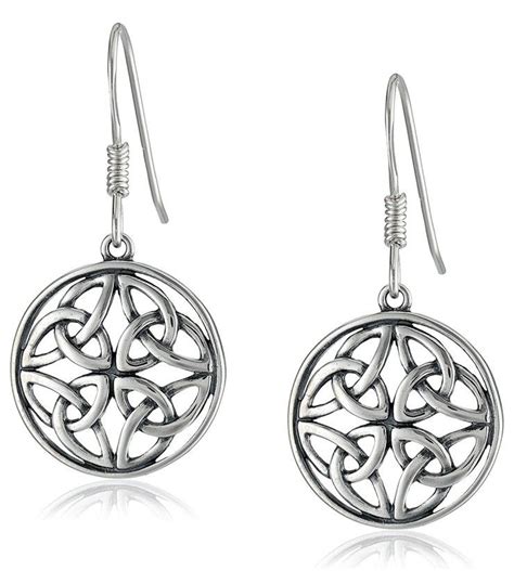 Sterling Silver Celtic Knot Round Drop Wire Earrings Jewelry