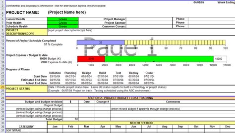 project status report template  excel