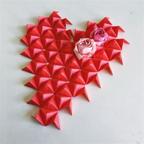 Red Heart Origami Wall Art Wedding T Origami T Paper Etsy
