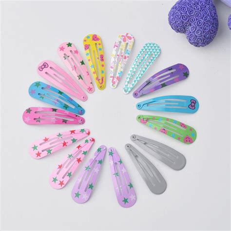 Buy 10pcs Lovely Cartoon Candy Color Mini Snap Hair Clips Metal Bb Hairpins Barrette At