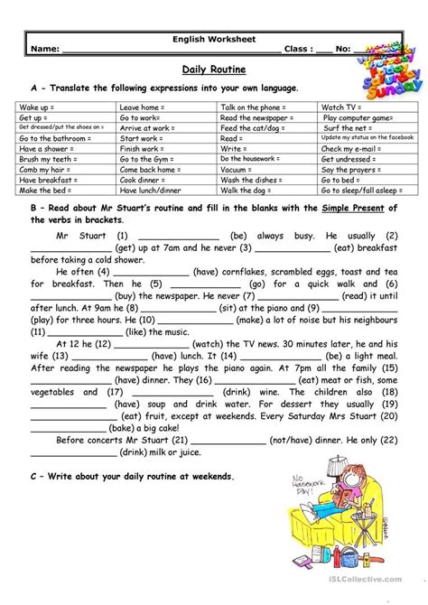 This cognitive distortions worksheet is a standard automatic thought record worksheet which may be used with adults who are currently undergoing cognitive behavior therapy, and worksheets of this type are usually used as part of the homework assignments that teach the individual to identify and learn about their cognitive distortions. Adults' daily routine worksheet - Free ESL printable ...