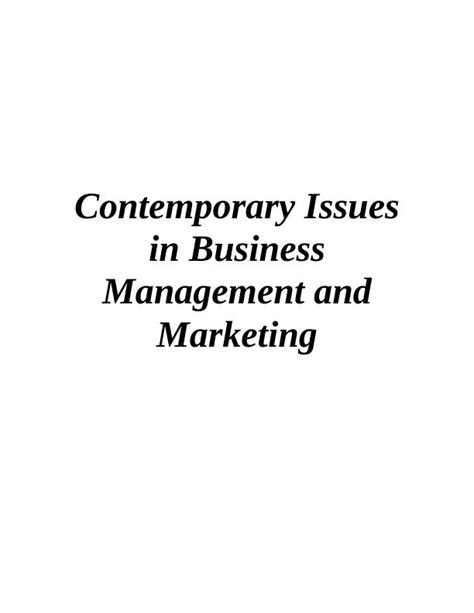 Contemporary Issues In Business Management And Marketing
