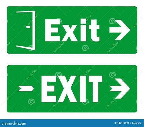Green Exit Sign Template Designs Emergency Exit Pack Of Two Vectors