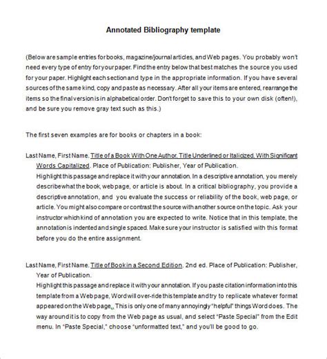 9 Annotated Bibliography Templates Free Word And Pdf Format Free