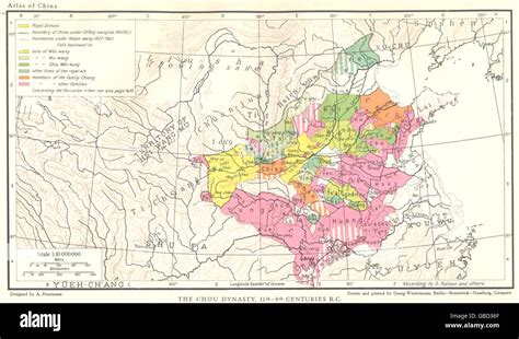 China The Chou Dynasty 11th 9th Centuries Bc 1935 Vintage Map Stock