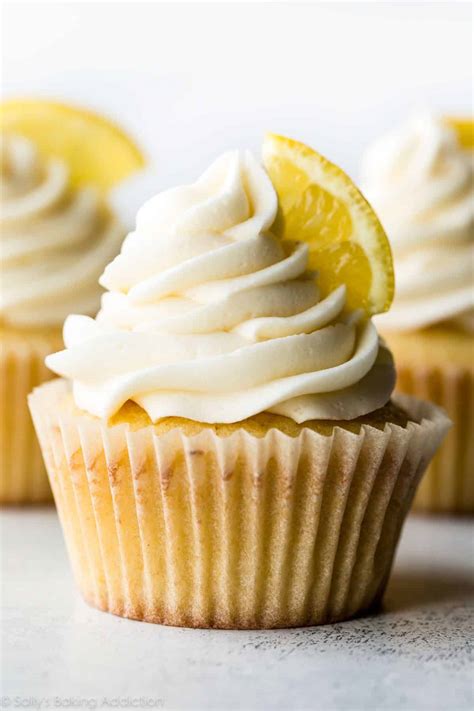 Homemade Lemon Cupcakes With Vanilla Frosting Sally S Baking Addiction