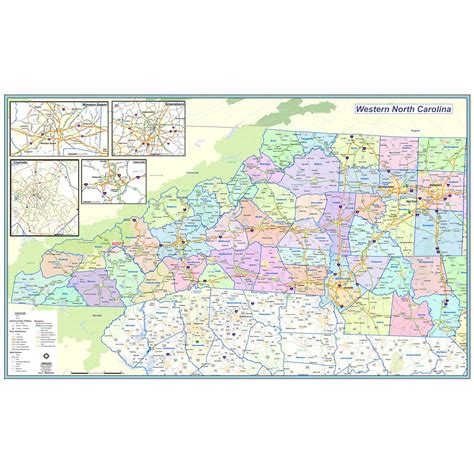 Western North Carolina Regional Wall Map By Mapshop The Map Shop