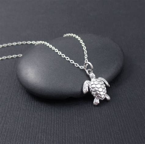Sea Turtle Necklace Sterling Silver Tiny Sea Turtle Charm