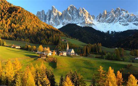 Switzerland Castle Autumn Tree Beauty Hill Widescreen Landscape