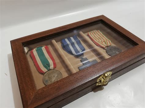 Wooden Case For Military Medals Wooden And Velvet Plexiglass Etsy Canada