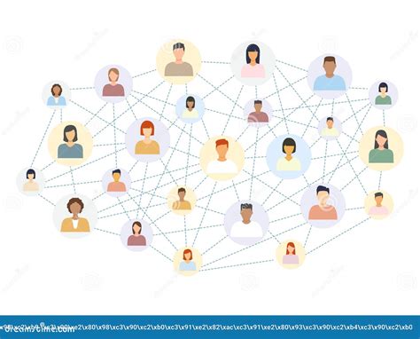 Social Network Scheme Connecting Multicultural People Stock Vector