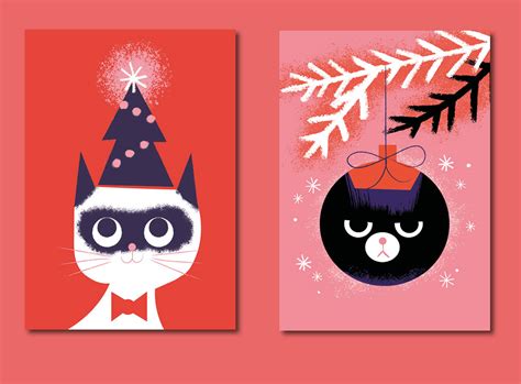 Cat Christmas Cards On Behance