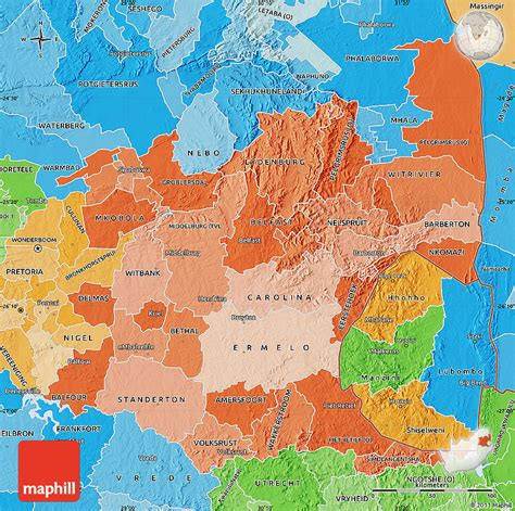 Political Shades Map Of Mpumalanga