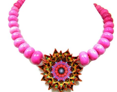 Items Similar To Pendant Necklace Natural Stone Hot Pink Jewelry
