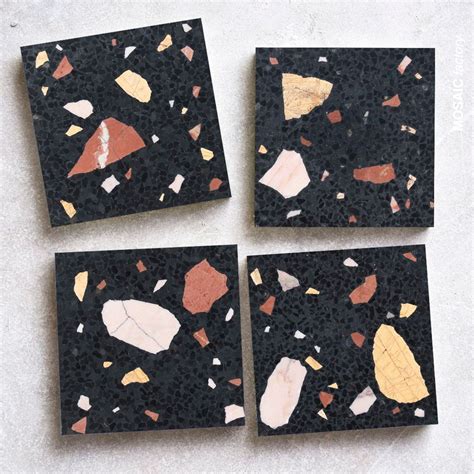 Black Terrazzo Tile With Colourful Marble Chips Mosaic Factory