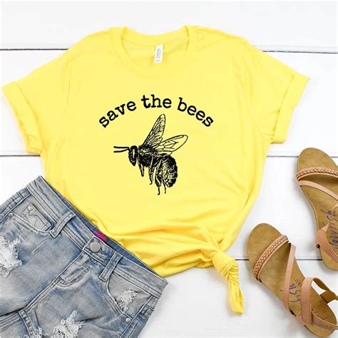Save The Bees Graphic Tee Shirt Women Help More Bees Cotton Plus Size