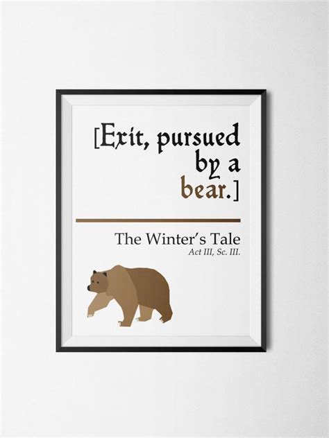 Exit pursued by a bear The Winter's Tale Shakespeare 8.5 by 11 Print