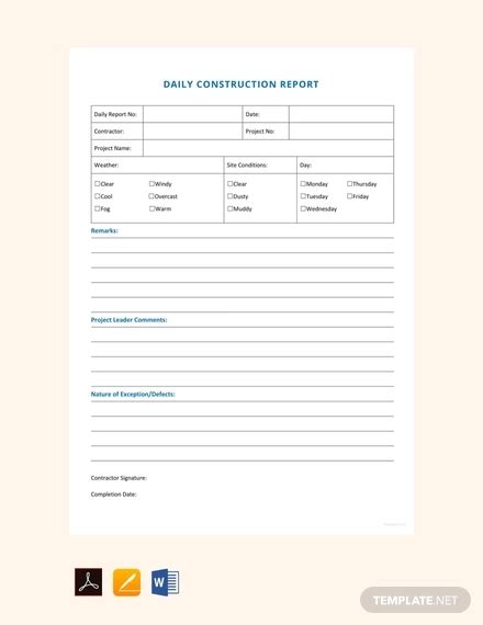 FREE 11 Sample Construction Report Forms In MS Word PDF Pages