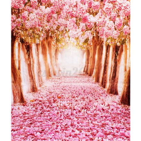 5x7ft Beautiful Pink Flower Street Backdrop Studio Photography Props