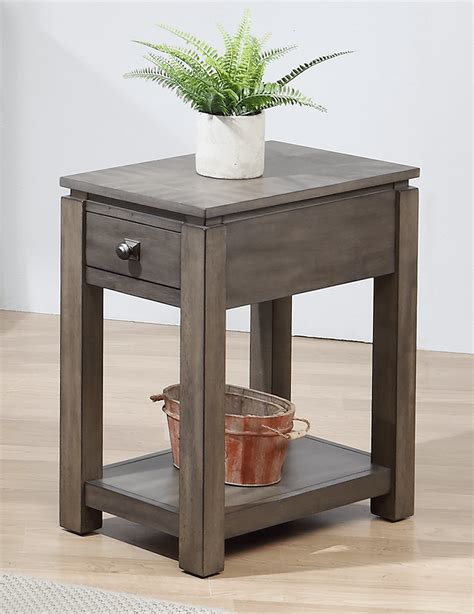 Shades Of Gray East Lane Narrow End Table With Drawer And Shelf Sunset Trading
