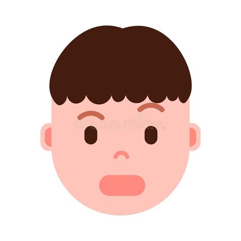 Boy Head With Facial Emotions Avatar Character Man Surprised Face