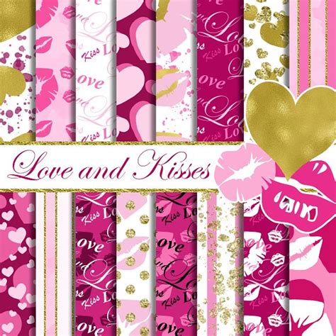 Love And Kisses Digital Paper Creative Daddy