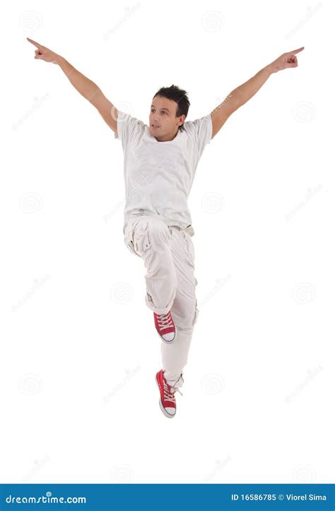 Dancer With Hands Up Jumps Stock Image Image Of Isolated 16586785