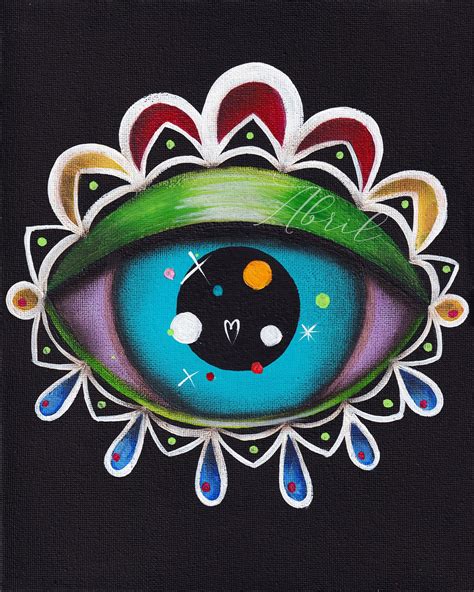 Evil Eye Spiritual Whimsical Art Print By Abril Andrade Etsy
