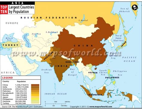Buy Printed Map Of Largest Countries In Asia By Population Maps