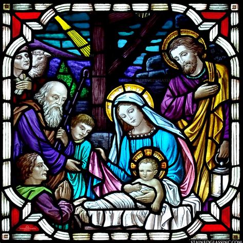 A Stained Glass Nativity Scene With The Birth Of Jesus And Baby Jesus My Xxx Hot Girl