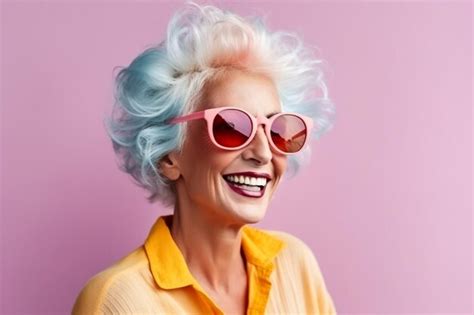 Premium Photo Happy Young Style Elderly Grandma With Orange