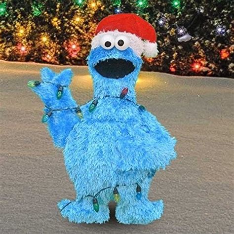 Outdoor Christmas Sesame Cookie Monster Decoration 32 Lighted Yard