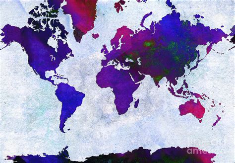 World Map Purple Flip The Light Of Day Abstract Digital Painting